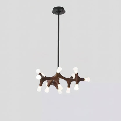 Flower Bone Chandelier 15 Heads: ∅ 25.2’’ x H 42.1’’ / Walnut Color / Warm Light Chandelier