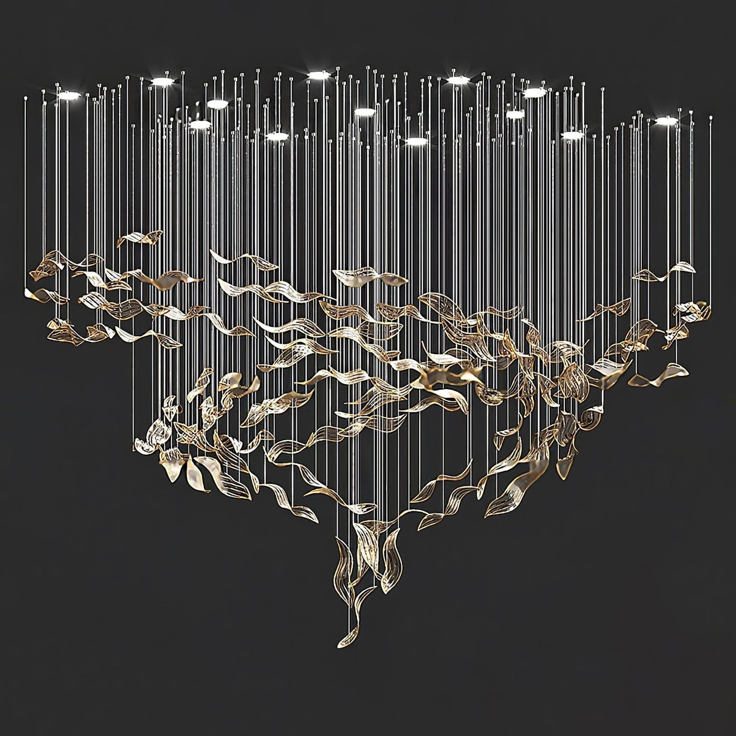 Fluttering Leaves Chandelier ∅ 98.4″ x 78.7″ / Dia 250cm x 200cm / Amber / Warm Light Chandelier