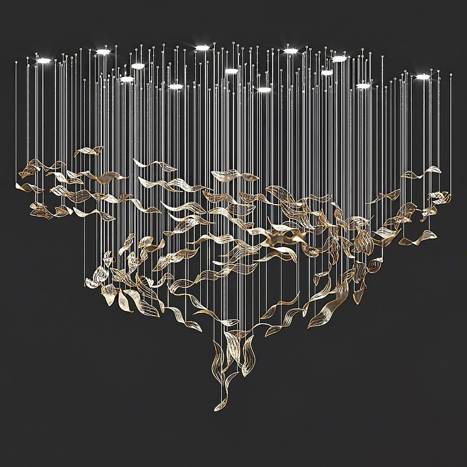 Fluttering Leaves Chandelier ∅ 98.4″ x 78.7″ / Dia 250cm x 200cm / Amber / Warm Light Chandelier
