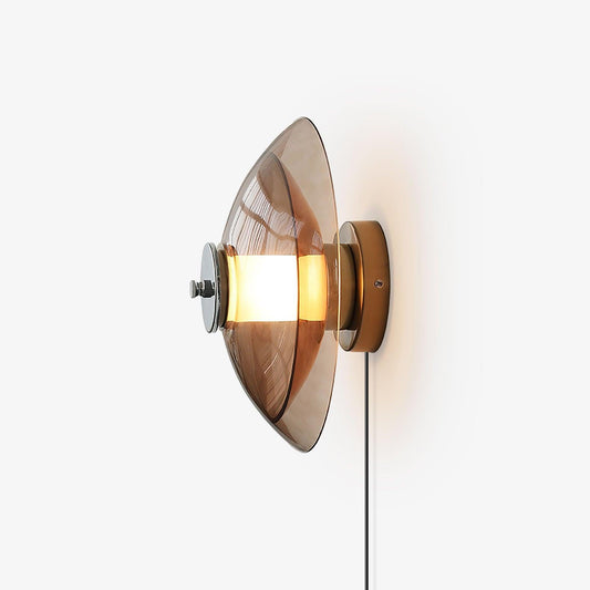 Flying Saucer Plug-in Wall Light ∅ 11.8″ x H 4.7″ / Dia 30cm x H 12cm / Chrome & Amber / US Plug Wall lamp