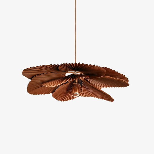Folded Leaf Lotus Pendant Lamp ∅ 15.7″ x H 59″ / Dia 40cm x H 150cm / Brown Chandelier
