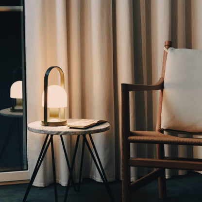 Portable Glass Charging Table Lamp ∅ 8.3″ x H 20.9″ / Dia 21cm x H 53cm / White / Charge Table lamp
