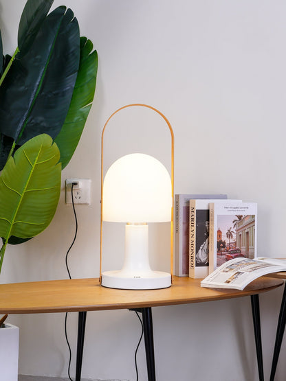 Portable Glass Charging Table Lamp ∅ 8.3″ x H 20.9″ / Dia 21cm x H 53cm / White / Charge Table lamp
