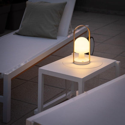 Portable Glass Charging Table Lamp ∅ 8.3″ x H 20.9″ / Dia 21cm x H 53cm / White / Charge Table lamp
