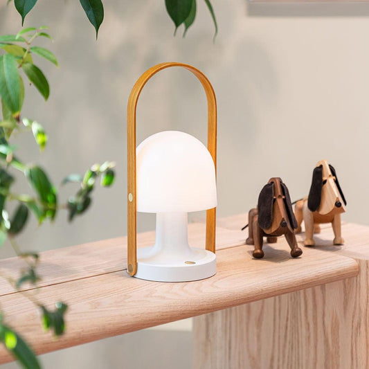 Portable Glass Charging Table Lamp ∅ 8.3″ x H 20.9″ / Dia 21cm x H 53cm / White / Charge Table lamp