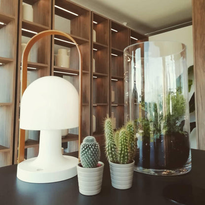 Portable Glass Charging Table Lamp ∅ 8.3″ x H 20.9″ / Dia 21cm x H 53cm / White / Charge Table lamp