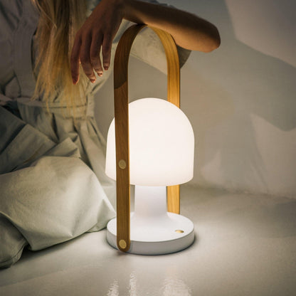 Portable Glass Charging Table Lamp ∅ 8.3″ x H 20.9″ / Dia 21cm x H 53cm / White / Charge Table lamp