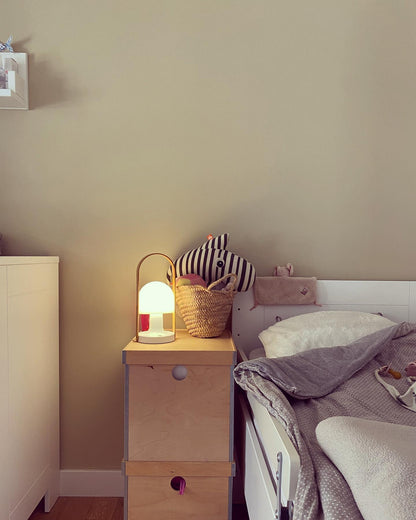 Portable Glass Charging Table Lamp ∅ 8.3″ x H 20.9″ / Dia 21cm x H 53cm / White / Charge Table lamp