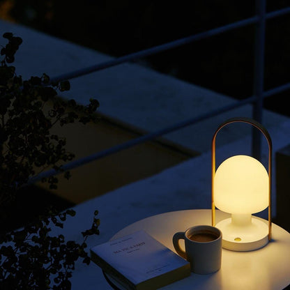 Portable Glass Charging Table Lamp ∅ 8.3″ x H 20.9″ / Dia 21cm x H 53cm / White / Charge Table lamp