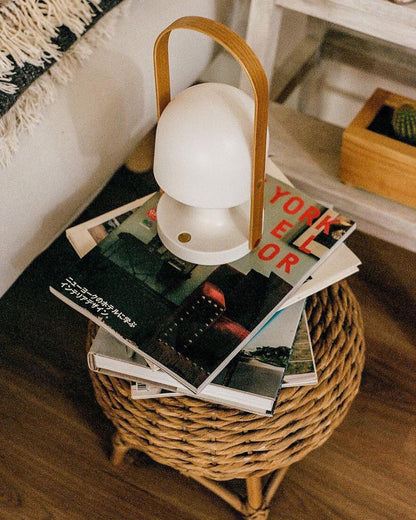 Portable Glass Charging Table Lamp ∅ 8.3″ x H 20.9″ / Dia 21cm x H 53cm / White / Charge Table lamp
