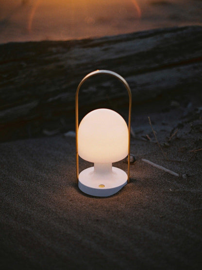 Portable Glass Charging Table Lamp ∅ 8.3″ x H 20.9″ / Dia 21cm x H 53cm / White / Charge Table lamp