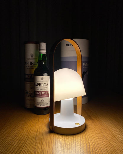 Portable Glass Charging Table Lamp ∅ 8.3″ x H 20.9″ / Dia 21cm x H 53cm / White / Charge Table lamp