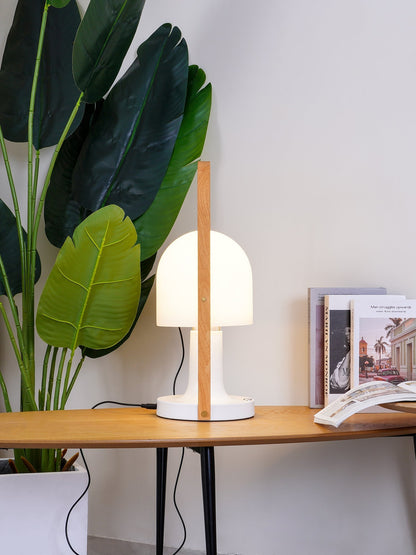 Portable Glass Charging Table Lamp ∅ 8.3″ x H 20.9″ / Dia 21cm x H 53cm / White / Charge Table lamp