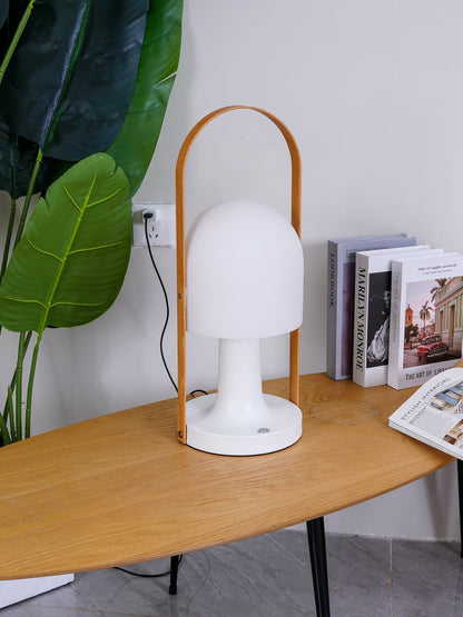 Portable Glass Charging Table Lamp ∅ 8.3″ x H 20.9″ / Dia 21cm x H 53cm / White / Charge Table lamp