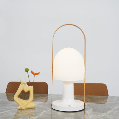 Portable Glass Charging Table Lamp ∅ 8.3″ x H 20.9″ / Dia 21cm x H 53cm / White / Charge Table lamp