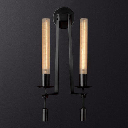 French Classicism Wall Lamp ∅ 9″ x H 28″ / Dia 22cm x H 71cm / Black & Clear glass Wall lamp