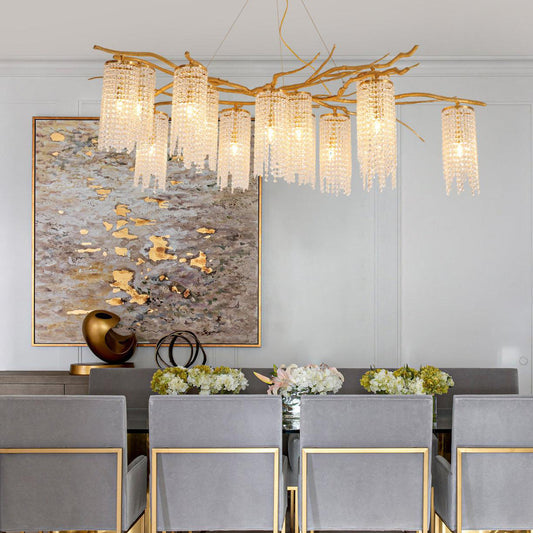 Forest Dawn Brass Chandelier L 63″ x W 31.5″ x H 17.7″ / Brass Chandelier
