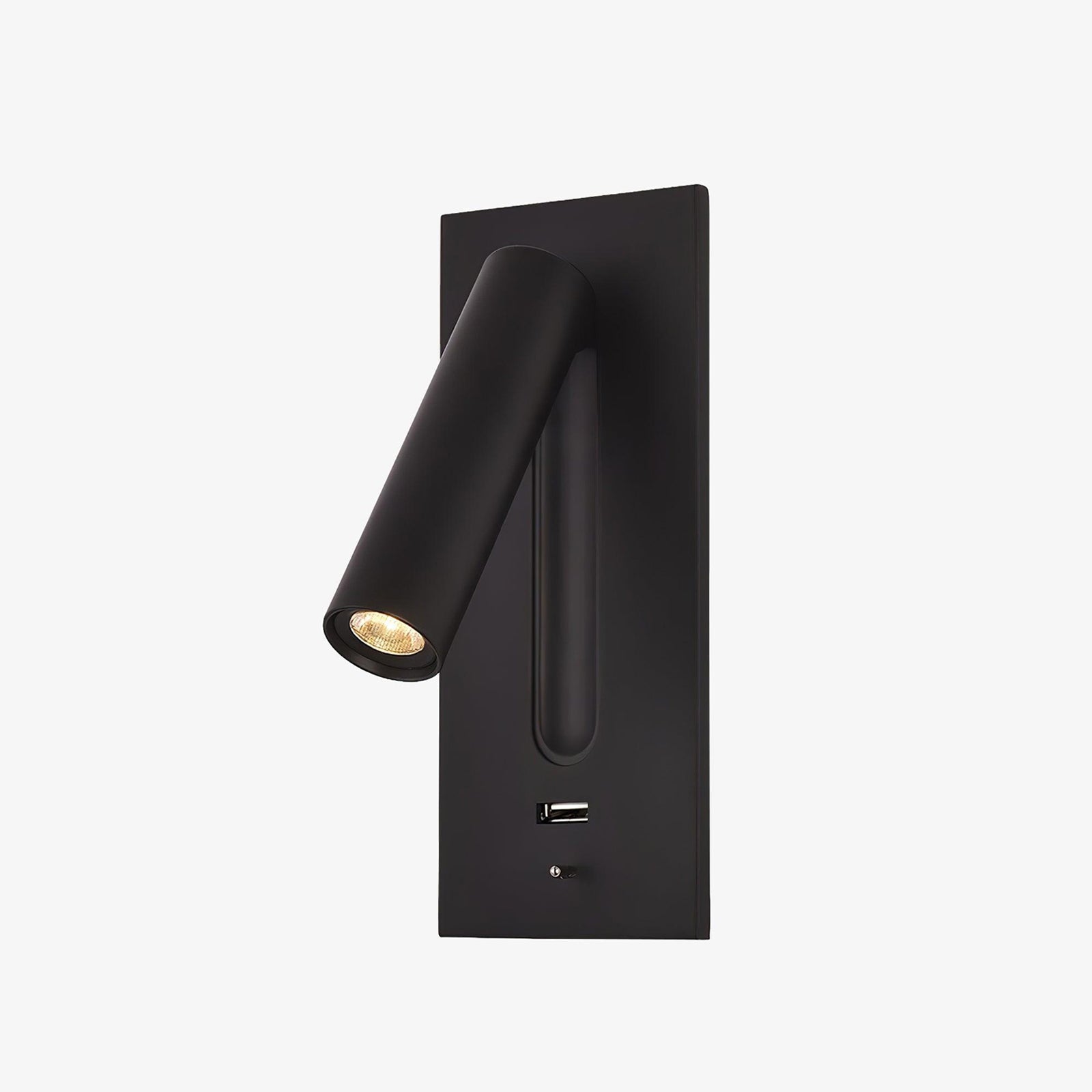Black Bedside USB Wall Light ∅ 3″ x H 7.2″ / Dia 7.8cm x H 18.3cm / Black 1001 Wall lamp