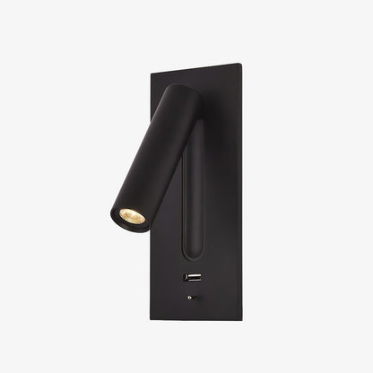 Black Bedside USB Wall Light ∅ 3″ x H 7.2″ / Dia 7.8cm x H 18.3cm / Black 1001 Wall lamp