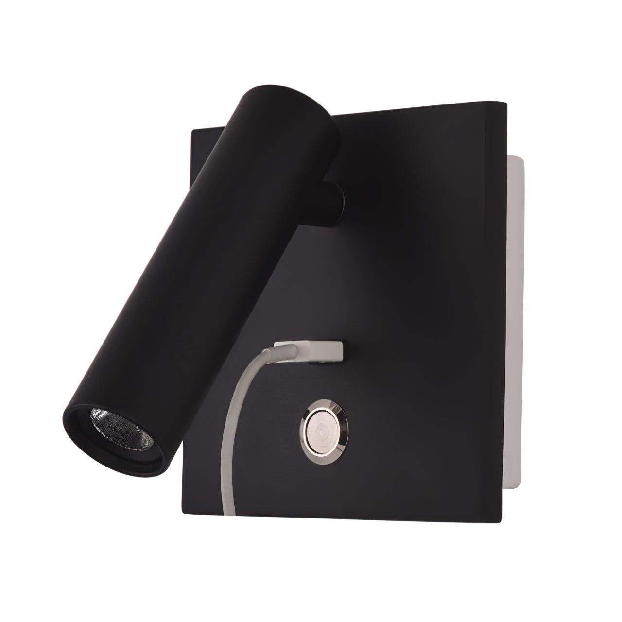 Black Bedside USB Wall Light ∅ 4.3″ x H 4.3″ / Dia 11cm x H 11cm / Black 1001 Wall lamp