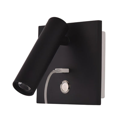 Black Bedside USB Wall Light ∅ 4.3″ x H 4.3″ / Dia 11cm x H 11cm / Black 1001 Wall lamp