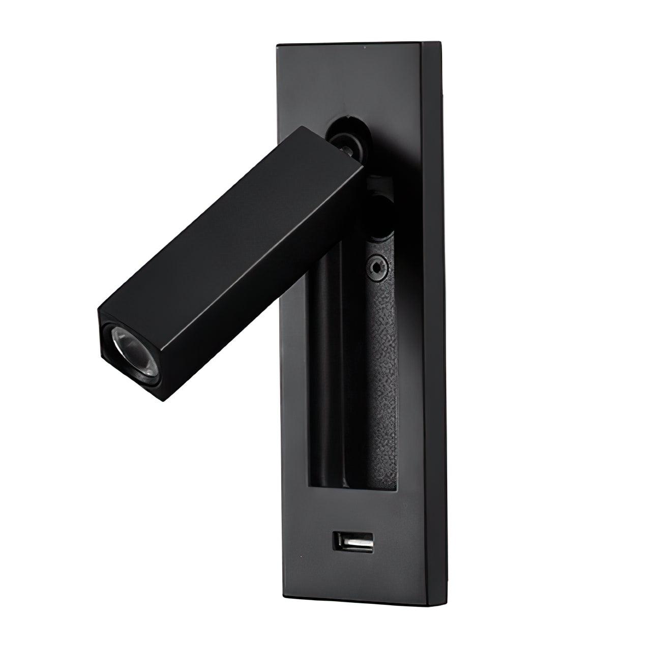 Black Bedside USB Wall Light ∅ 2″ x H 7.1″ / Dia 5cm x H 18cm / Black 1001 Wall lamp