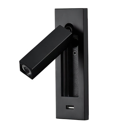 Black Bedside USB Wall Light ∅ 2″ x H 7.1″ / Dia 5cm x H 18cm / Black 1001 Wall lamp