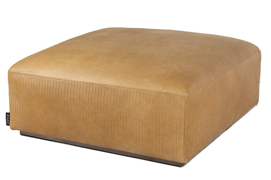 Woven Leather Look Ottoman