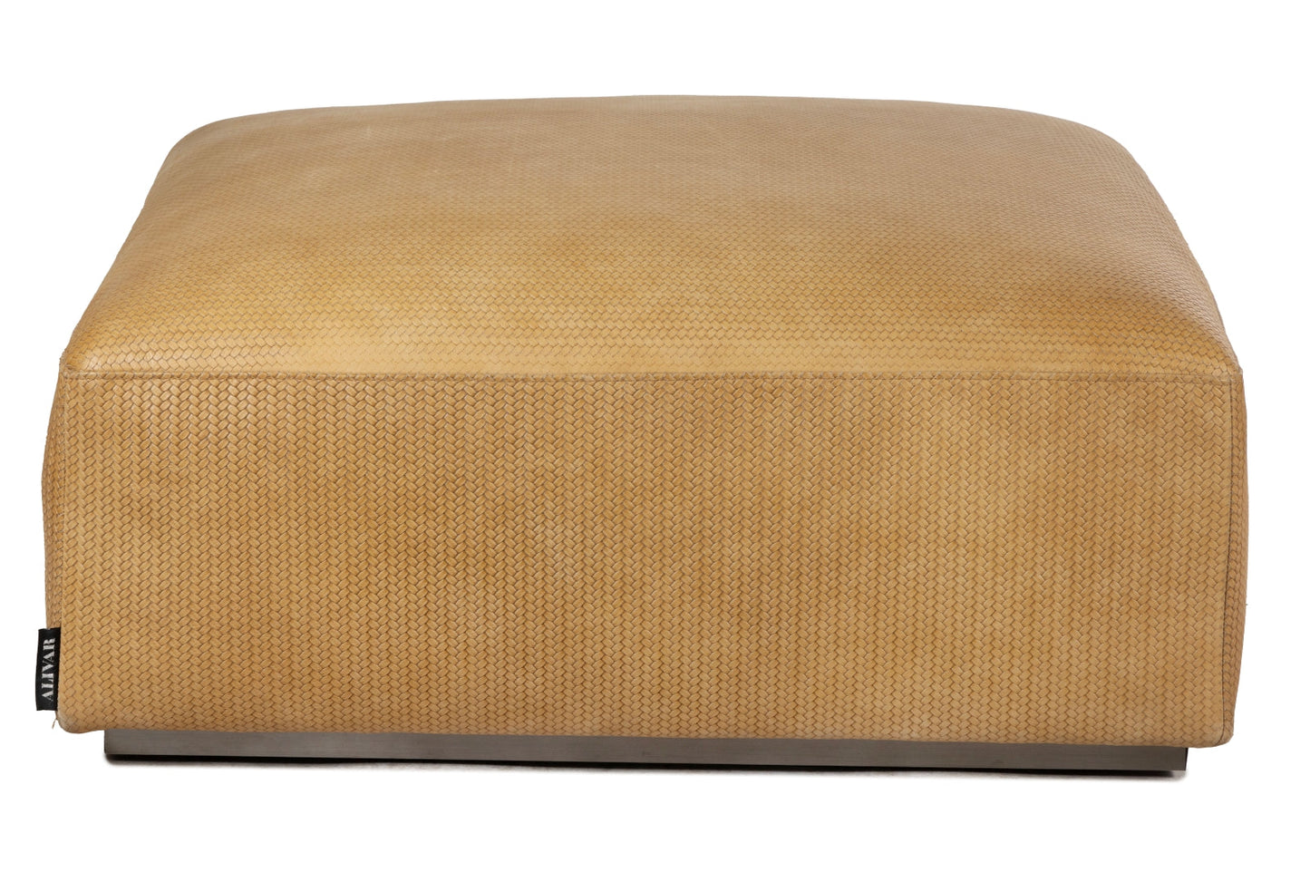 Woven Leather Look Ottoman