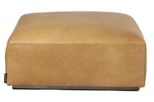 Woven Leather Look Ottoman
