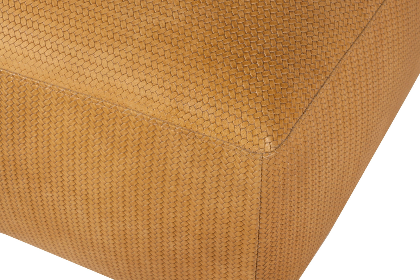 Woven Leather Look Ottoman