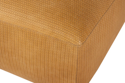 Woven Leather Look Ottoman