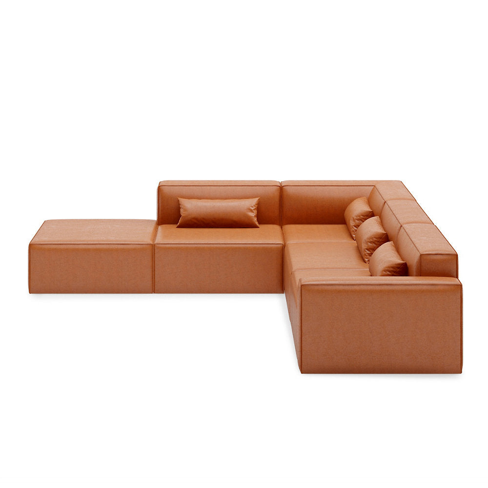 Mix Modular Leather 5 Piece Sectional Sofa - Left Facing