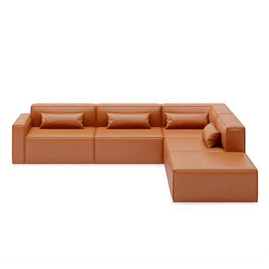 Mix Modular Leather 5 Piece Sectional  Sofa - Right Facing