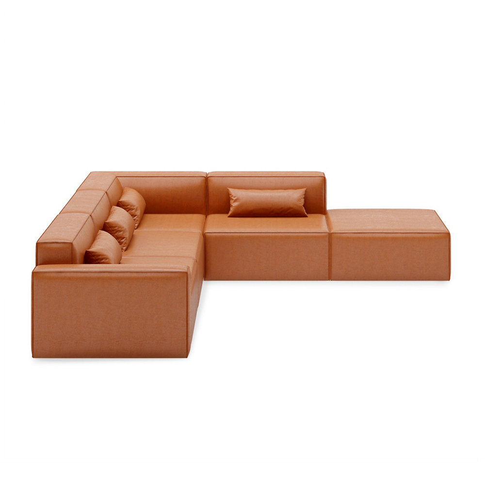 Mix Modular Leather 5 Piece Sectional  Sofa - Right Facing