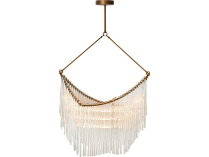 Global Views Draped Plated Hand Ed Antiqued Bronze Linear Chandelier