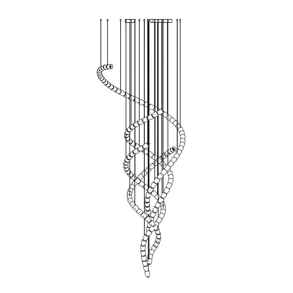 Gabriel Chandelier B 152 heads ∅ 59″ X H 137.8″ / Dia 150cm X H 350cm / Clear & Chrome / Warm Light Chandelier