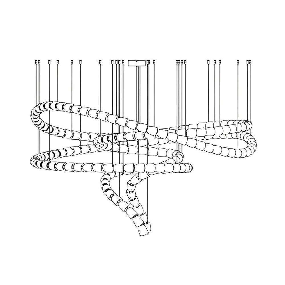 Gabriel Chandelier B 186 heads ∅ 78.7″ X H 47.2″ / Dia 200cm X H 120cm / Clear & Chrome / Warm Light Chandelier