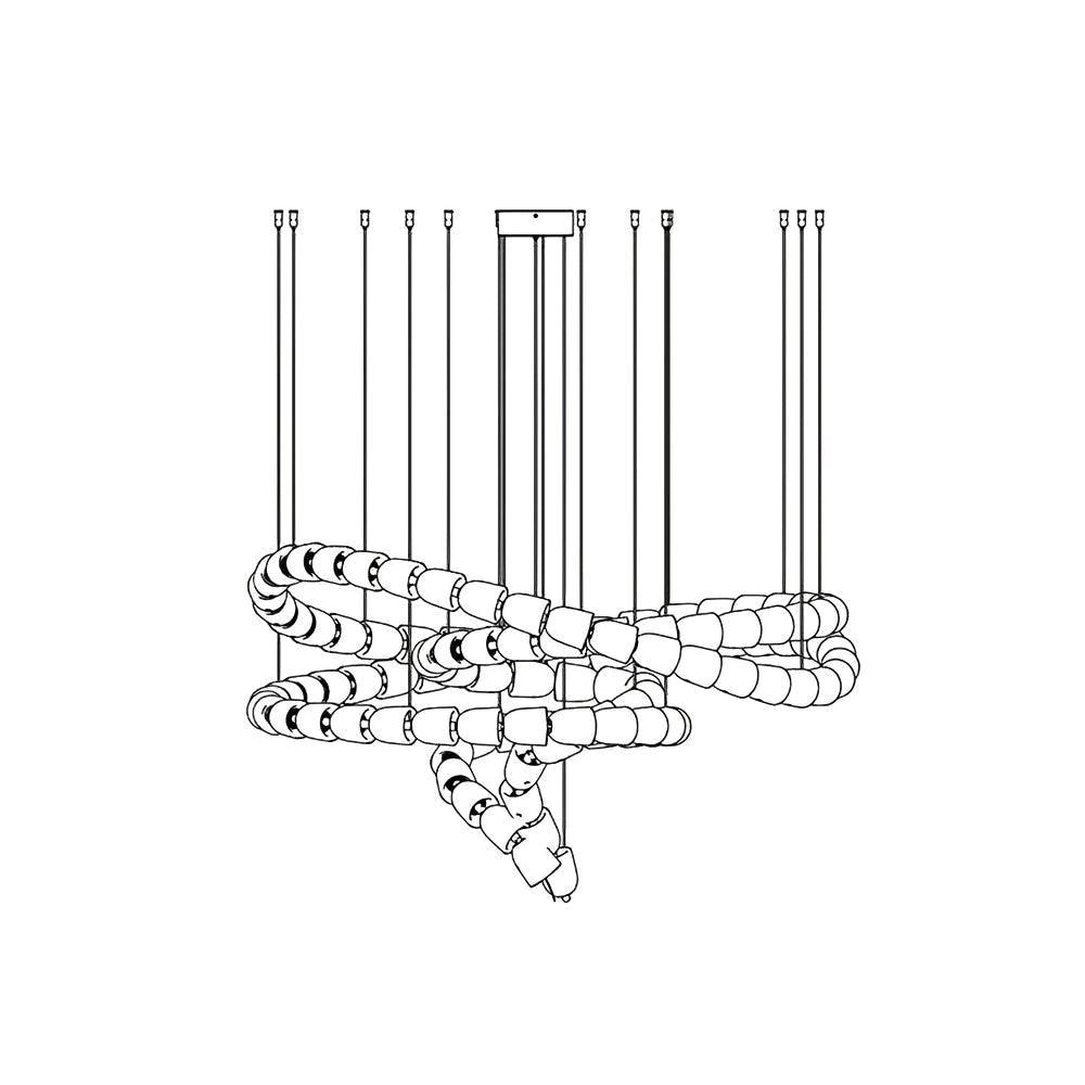 Gabriel Chandelier B 111 heads ∅ 47.2″ X H 29″ / Dia 120cm X H 74cm / Clear & Chrome / Warm Light Chandelier