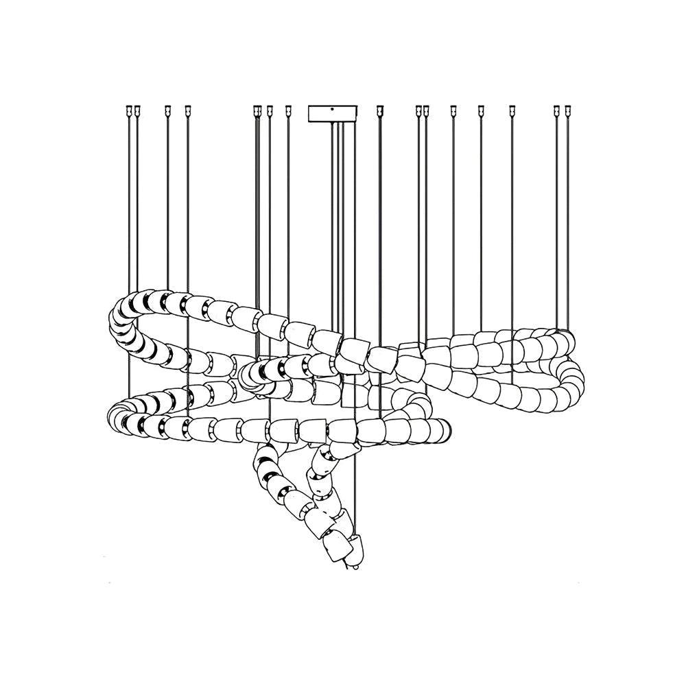 Gabriel Chandelier B 139 heads ∅ 59″ X H 33.5″ / Dia 150cm X H 85cm / Clear & Chrome / Warm Light Chandelier