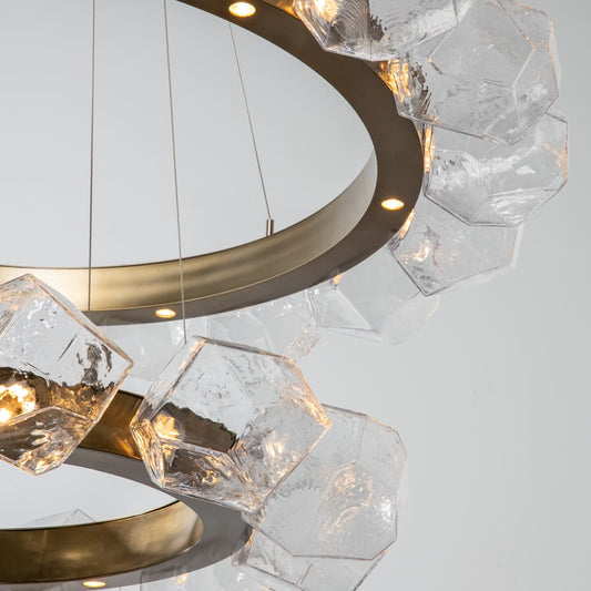 Hammerton Studio Gem 48" Wide 40 Light Hand Blown Glass LED 2 Tier Radial Ring Chandelier