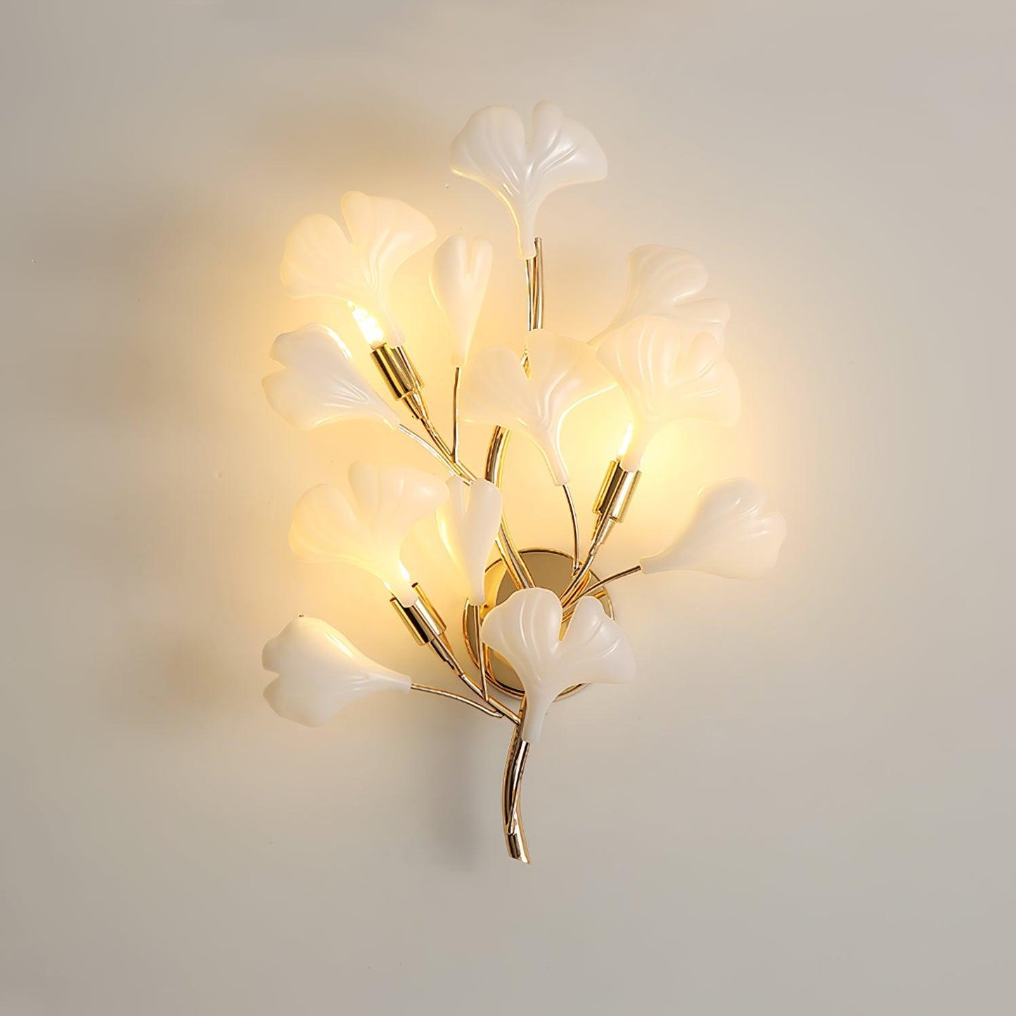 Gingko Wall Lamp ∅ 13.8″ x H 19.7″ / Dia 35cm x H 50cm / Gold + White Wall lamp