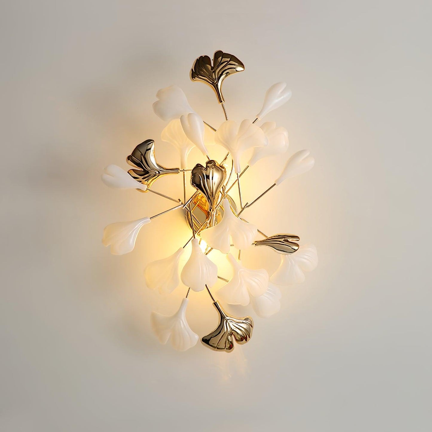 Gingko Wall Lamp ∅ 15.7″ x H 23.6″ / Dia 40cm x H 60cm / Gold + White Wall lamp
