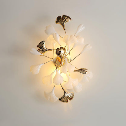 Gingko Wall Lamp ∅ 15.7″ x H 23.6″ / Dia 40cm x H 60cm / Gold + White Wall lamp