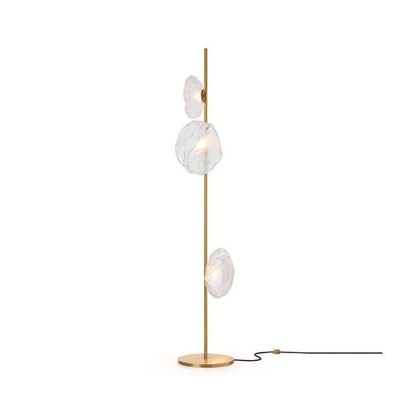 Glass Mesh Petals Floor Lamp 3 heads ∅ 13.8″ x H 70.9″ / Dia 35cm x H 180cm / Gold + Clear / US plug Floor lamp