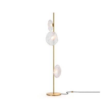 Glass Mesh Petals Floor Lamp 3 heads ∅ 13.8″ x H 70.9″ / Dia 35cm x H 180cm / Gold + Clear / US plug Floor lamp