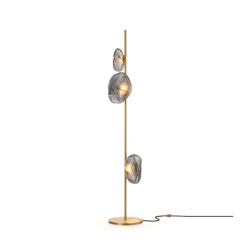 Glass Mesh Petals Floor Lamp 3 heads ∅ 13.8″ x H 70.9″ / Dia 35cm x H 180cm / Gold + Smoke gray / US plug Floor lamp