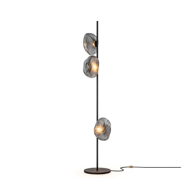 Glass Mesh Petals Floor Lamp 3 heads ∅ 13.8″ x H 70.9″ / Dia 35cm x H 180cm / Black + Smoke gray / US plug Floor lamp