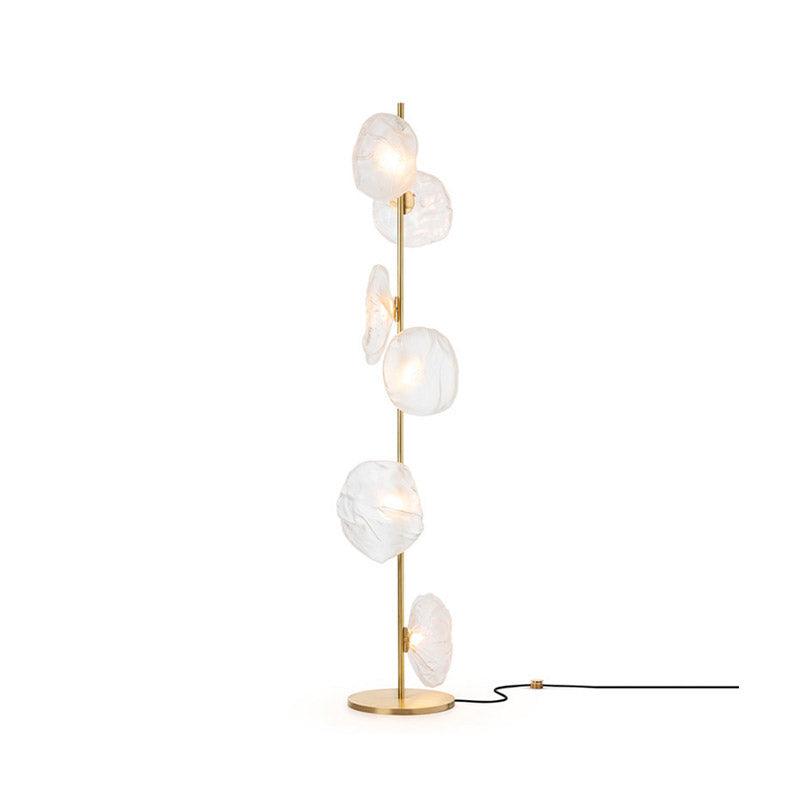 Glass Mesh Petals Floor Lamp 6 heads ∅ 13.8″ x H 70.9″ / Dia 35cm x H 180cm / Gold + Clear / US plug Floor lamp