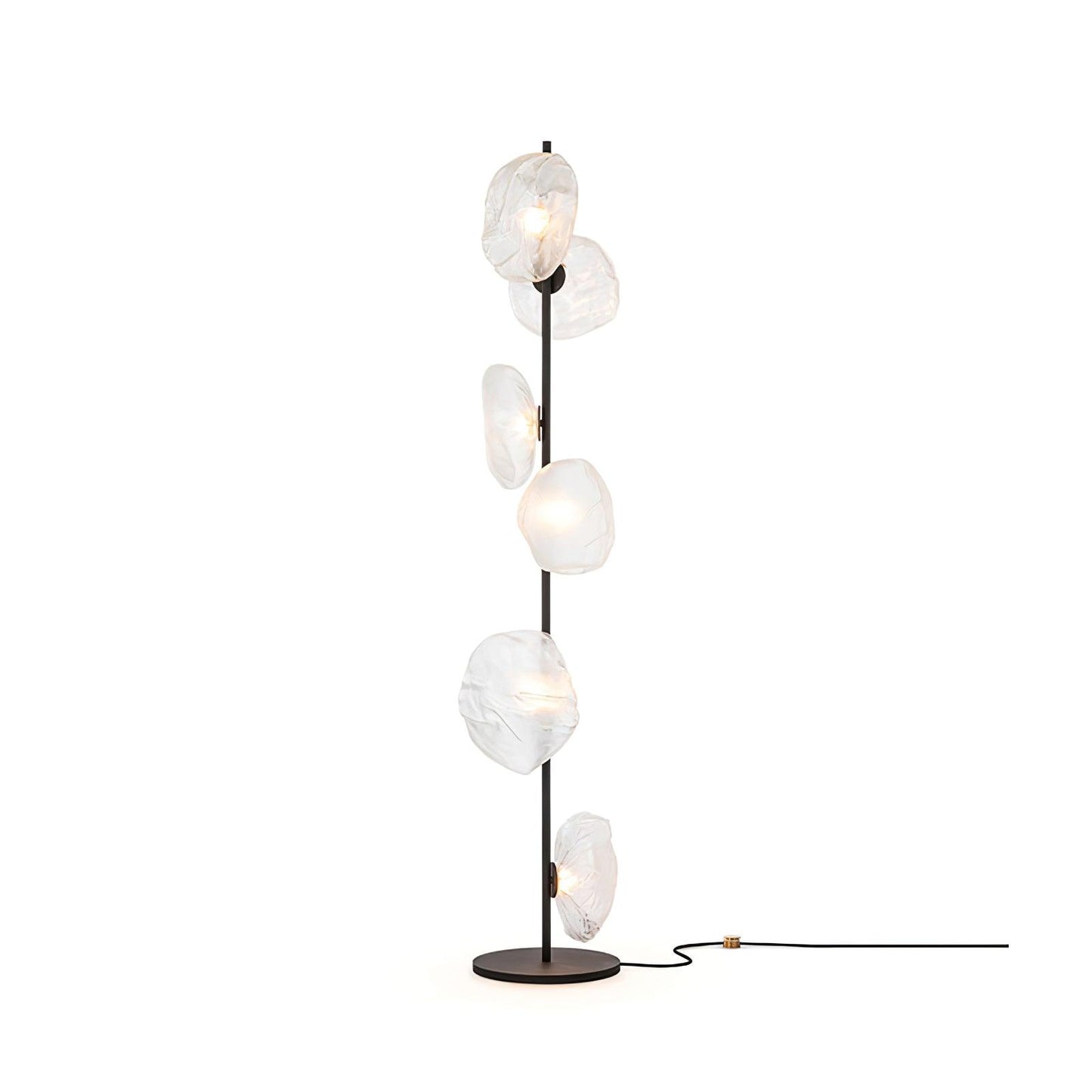 Glass Mesh Petals Floor Lamp 6 heads ∅ 13.8″ x H 70.9″ / Dia 35cm x H 180cm / Black + Clear / US plug Floor lamp